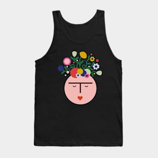 Colorful feminist mexican Frida kahlo portrait summer flowers viva la vida Tank Top